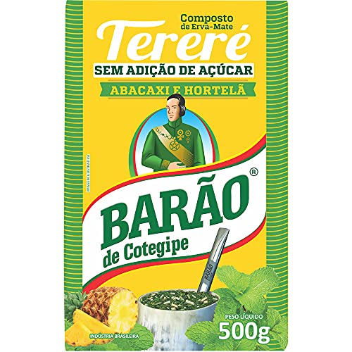 Barão de Cotegipe Yerba Mate - Erva Mate Chimarrão Abacaxi Menta - Tereré Iced Tea Fruity Flavors 17.6Oz 500g (Pineapple Mint, Pack of 1)