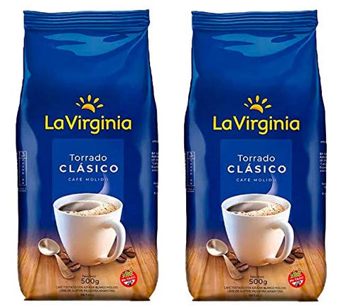 LA VIRGINIA Cafe Torrado Clasico Molido en Bolsa 500 gr. | Roasted Coffee 1.1 lb. - 2 PACK.