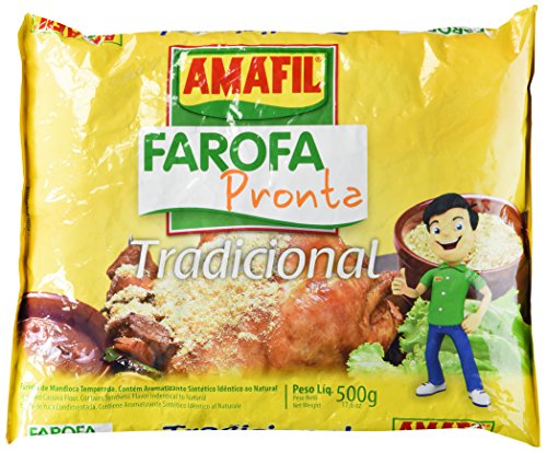 Seasoned Cassava Flour - Farofa De Mandioca Pronta - Amafil - 17.6 Oz (500g) - Gluten-free, 3 Pack of 2