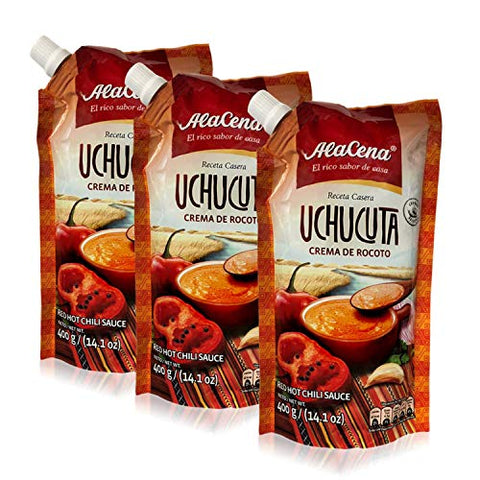 AlaCena Crema de Rocoto Uchucuta 400 gr. - Red Hot Chili Sauce - Peruvian Hot Sauce - 14 oz 3 Pack