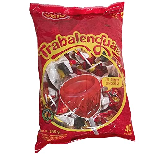 1x Bag of 40 PCS Of Vero Trabalenguas Sabores Mango Fresa Sandia Best Sweet Spicy Candy Top DULCES Mexicanos Favorite Party Shipped Priority, Multi