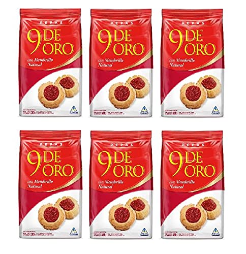 9 DE ORO Pepas con Membrillo Natural | Cookies Filled with Quince Jelly - 6 PACK, 380g. (13.40 oz.)