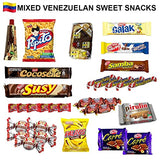 LATIN SABOR Venezuelan Food Sweet Snacks Gift Crate Box Assorted Cookies, Chips & Candies Mix Variety Pack Cocosette Susy Toronto Chocolate (30 Count)