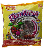 Dulces Vero Pica Fresa Chili Strawberry Flavor Gummy Mexican Candy, 100Piece, 1 LB, 5.15 OZ, Clear