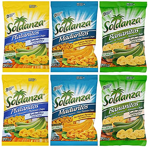 Seconde Nature Journey of Snacks,Seris Choice International Snack,Soldanza Plantain Chips Variety Pack 2.5oz (Pack of 6) (3 Mix)