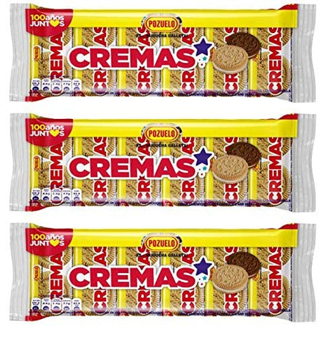Pozuelo Cremas Star Cookies | Vanilla & Chocolate Flavor | Vanilla Cream | 10.58 Oz (Pack of 3)