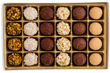 Maya's Brigadeiro Brazilian Sweets Premium Gift Box, Truffle Assortment, 24 Pieces, Chocolate Salted Pistachio, Sweet Milk, Classic Chocolate, Coconut, Passion Fruit, Coffee Dark Chocolate